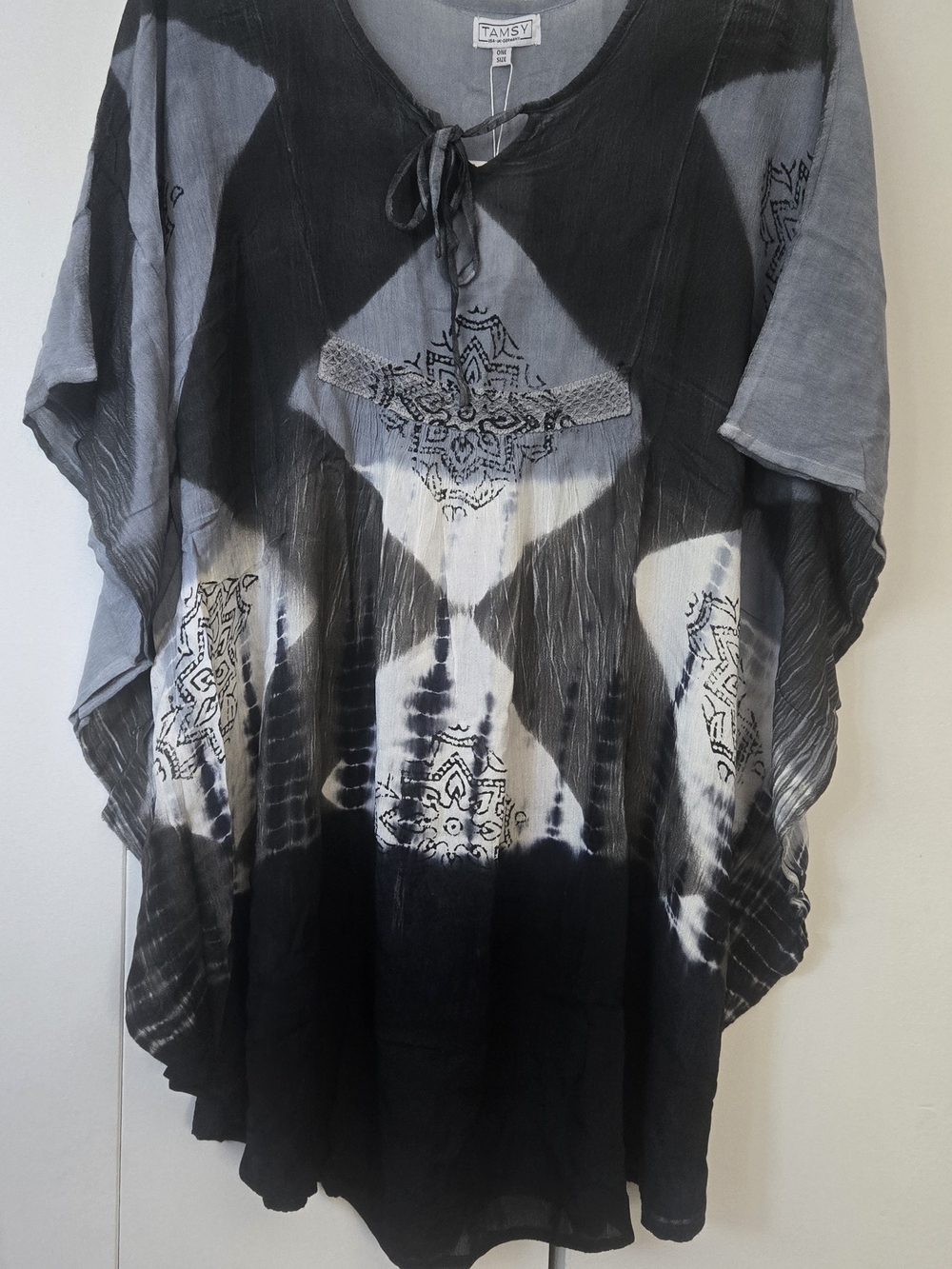 Women's Grey and Black Tie-Dye Blouse(3)